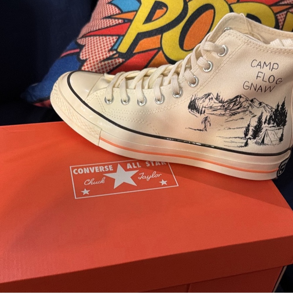Camp Flog Gnaw Converse High-Top Sneakers - Cream and Black